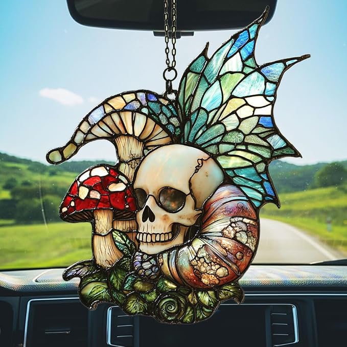 Boho Skeleton Mushroom Acrylic Suncatcher Stained Glass Effect Window Car - Image 5