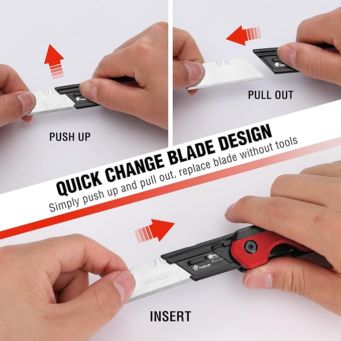 WORKPRO 2-in-1 Folding Knife/Utility Knife, Quick-Change Box Cutter - Image 6