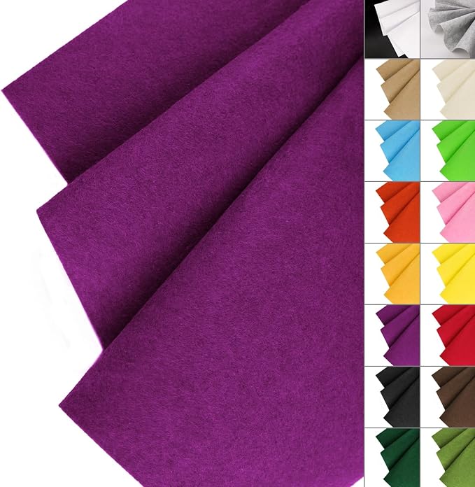 IONTACH 36" X 36" Purple Stiff Felt Fabric 1.2mm Thick | Felt Sheet by IONTACH