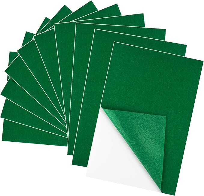 10PCS Green Self Adhesive Felt Fabric Sheets Sticky Felt Sheets by Bringsparkletoeverydaylife