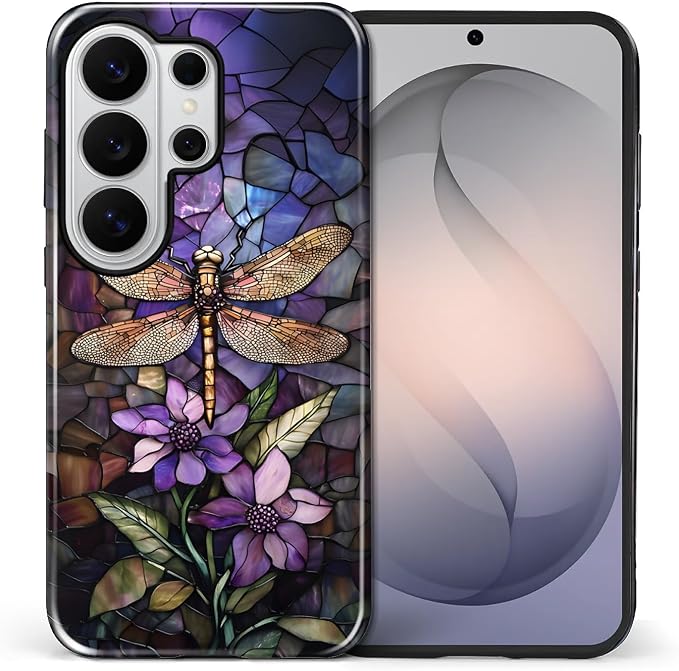 for Samsung Galaxy S26 Ultra Case, Stained Glass Dragonfly Pattern Glossy 2 in - Image 2