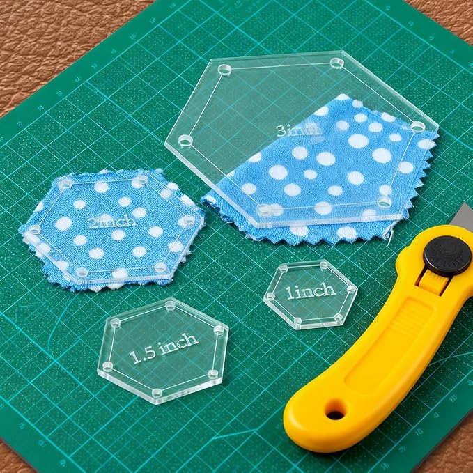6Pieces Hexagon Quilting Templates Set, Acrylic Quilting Rulers and Templates - Image 6