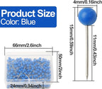 Blue Map Pins, 1/8 Inch, Round Ball Head | Map Tacks, Push Pins - Image 2
