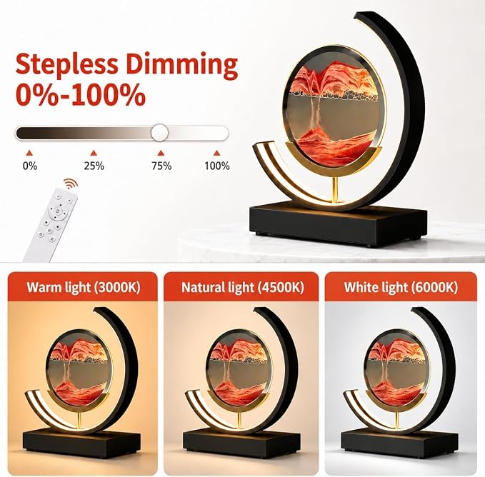 Moving Sand Art Lamp, 360 Degree Rotating Sands of Time Lamp - Image 3