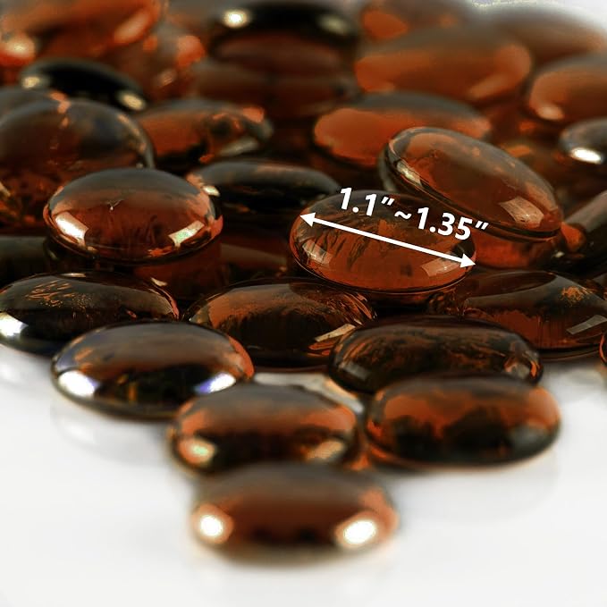 CYS EXCEL X-Large 1.1"-1.35” Dark Amber Glass Flat Gemstone Vase Fillers - Image 3