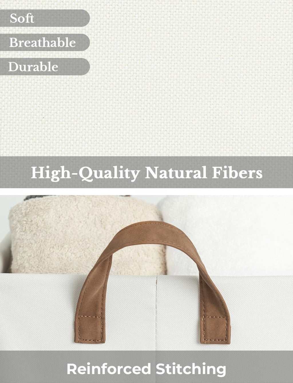 StorageWorks Storage Bins, Fabric Storage Bins for Shelves, Large Storage Baskets with Metal Frame, Closet Baskets and Bins with Handles, Beige, 2-Pack