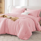MUXHOMO 7 Pieces California King Comforter Set, Seersucker Bed in a Bag Cal by MUXHOMO