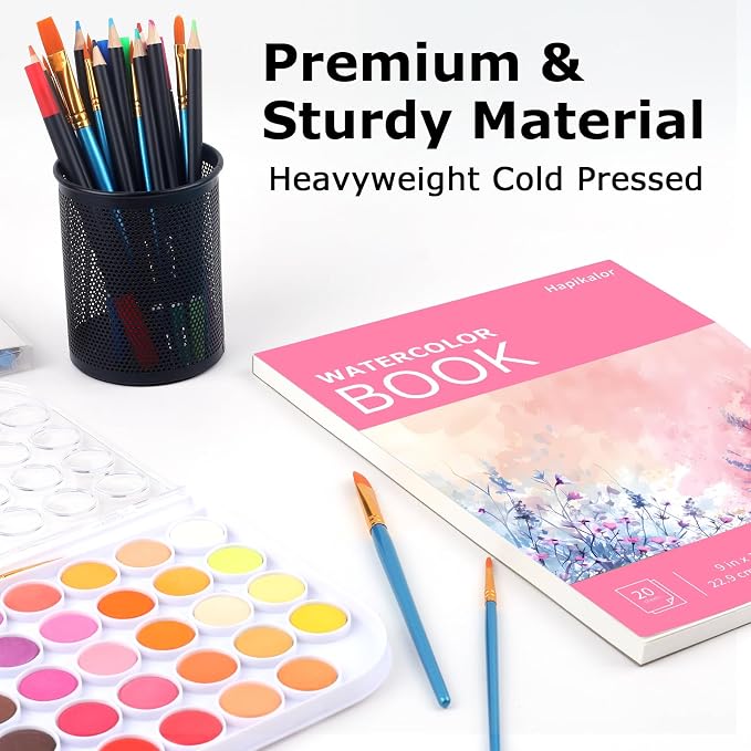 Watercolor Paper Pad 9x12, 140lb/300gsm Cold Press Drawing Paper, 20 Sheets - Image 4