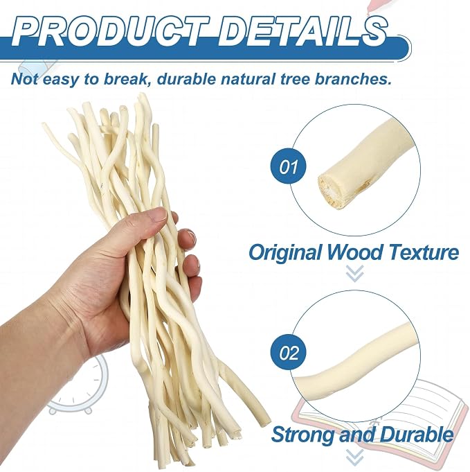 PATIKIL 25 Pcs 12inch Wood Log Sticks, 0.24-0.39inch in Diameter Natural - Image 3