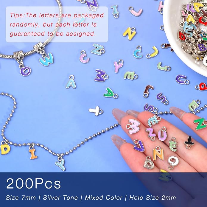 stino 200Pcs A-Z Metal Letter Charms - Image 4