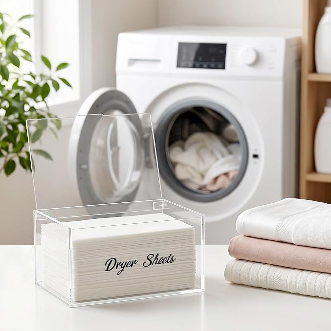 Acrylic Dryer Sheet Holder Dispenser Container, Bonus Black Labels Included | - Image 4