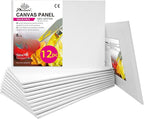 PHOENIX Small Painting Canvas Panels 5x7 Inch, 12 Value Pack - 8 Oz Triple by PHOENIX