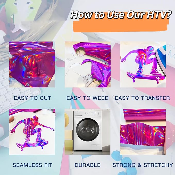 Holographic Heat Transfer Vinyl 6 Pack Holographic Iron on Vinyl - Image 6