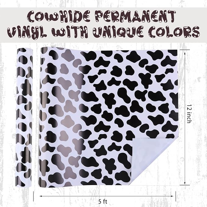 Tintnut Cow Spots Permanent Vinyl Cowhide Adhesive Vinyl Roll 12in x 5ft | - Image 2
