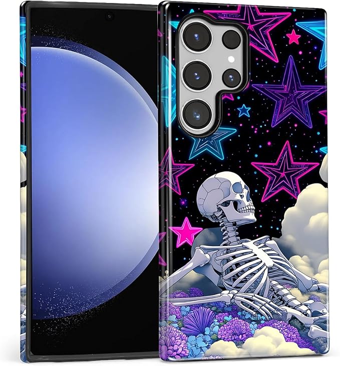 for Samsung Galaxy S24 Ultra Case, Skull Star Collage Pattern Glossy 2 in 1 - Image 2