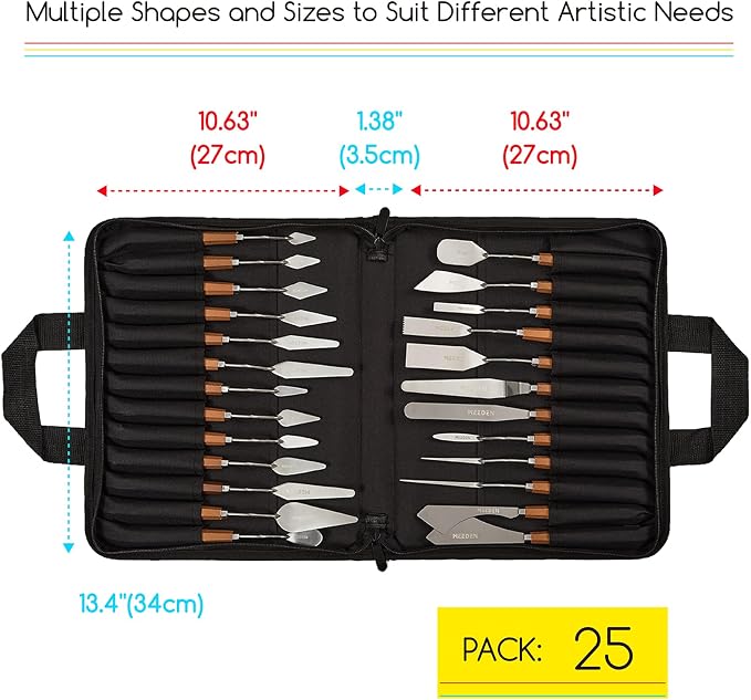 MEEDEN Artist Painting Knife Set: 25Pcs Assorted Stainless Steel Palette Knives - Image 2