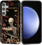 Case for Samsung Galaxy S25 FE, Skeleton Reader Goth Floral Design Hybrid Dual by Kapadiy