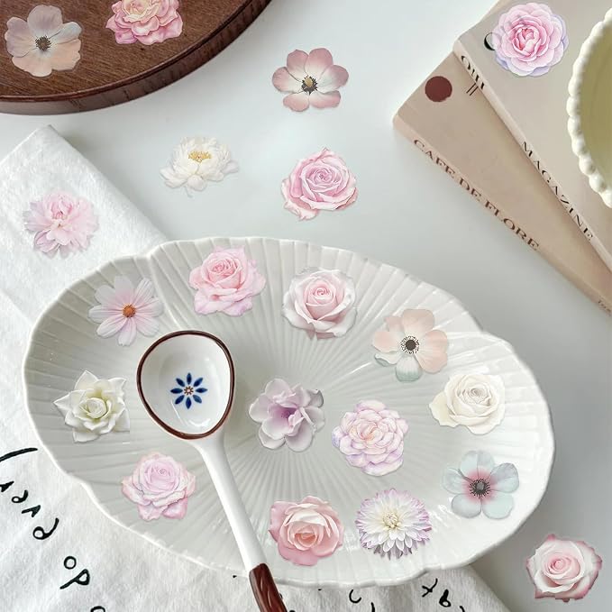 50Pcs Pink Flower Stickers for Kid Cartoon Aesthetic Sticker Bag Waterproof - Image 7