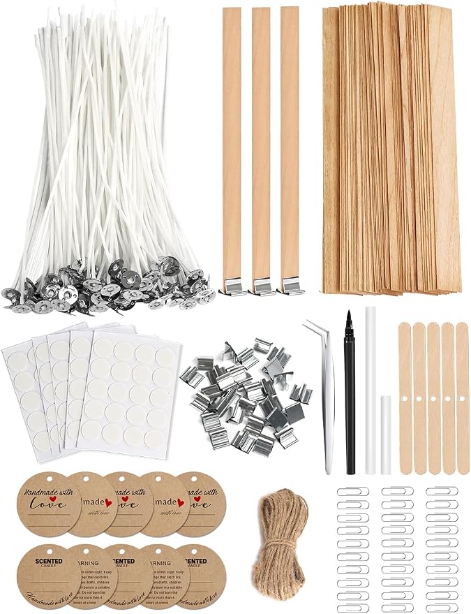 Multiwins 130 Pcs Candle Wicks for Candle Making Kit: 100 Cotton & 30 Wood Wicks by multiwins