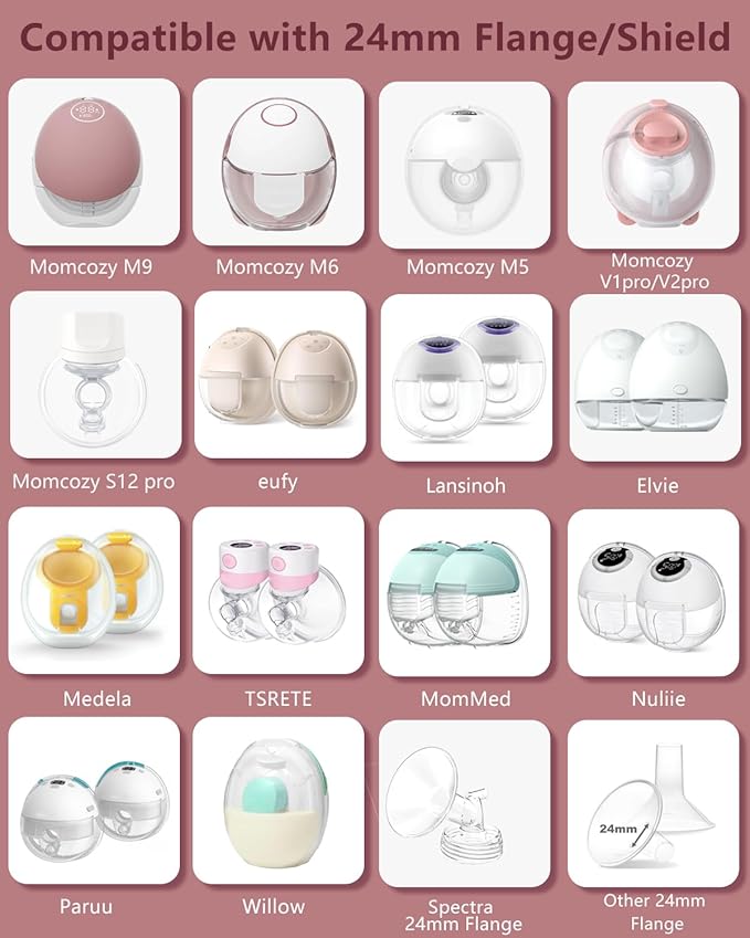 Flange Insert 14/16/18/20/22mm for Momcozy M9 M6 M5 V1 Pro V2 Pro S12 Pro S9 Pro, Compatible with Medela/Elvie/Spectra/Willow Go/eufy/Lansinoh Breast Pump, 10PCS