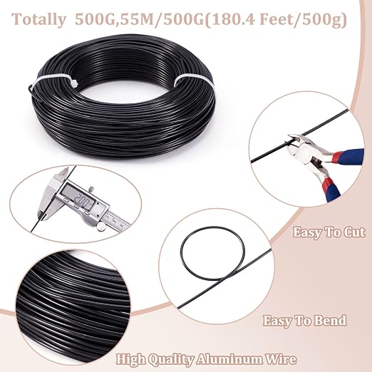 Fashewelry 180 Feet 12 Gauge Aluminum Wire Black Bendable Metal Craft Wire - Image 4