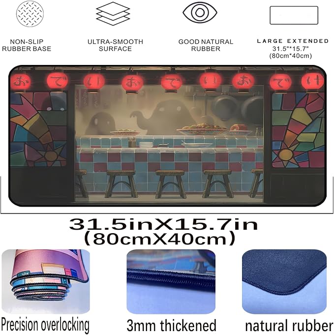 Japanese Anime Desk Pad, Long Keyboard Mat, Computer Pad, Wireless Mouse Mat - Image 2