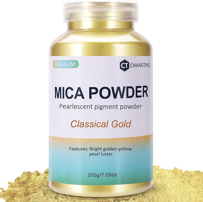 Mica Powder, 200g/7.24oz Large Jar, Classical Gold Mica Powder Pigment by CHANGTIKEJIWelcomeYouOrder