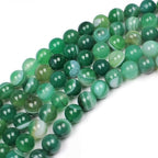 MJDCB Natural Stone Beads Green Striped Agate Round Loose Beads - Image 5