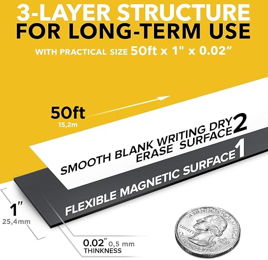 X-bet MAGNET Dry Erase Magnetic Strips 50 feet x 1inch x Total Thickness - Image 2