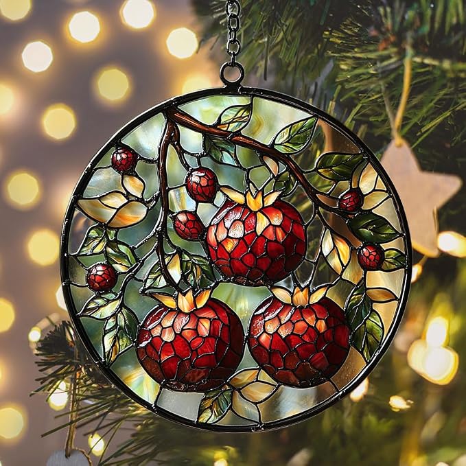Cottage Pomegranate Acrylic Suncatcher Stained Glass Effect Window Car Hanging - Image 6