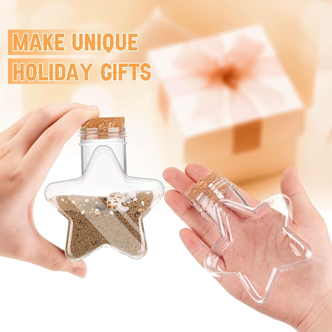 Yinkin 30 Pcs 5.5 oz Star Sand Art Bottles Plastic Clear Sand Bottles - Image 3