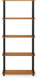 Furinno TURN-N-TUBE Storage Shelves, 5-Tier Book Shelf, Corner Shelf, Toolless - Image 4