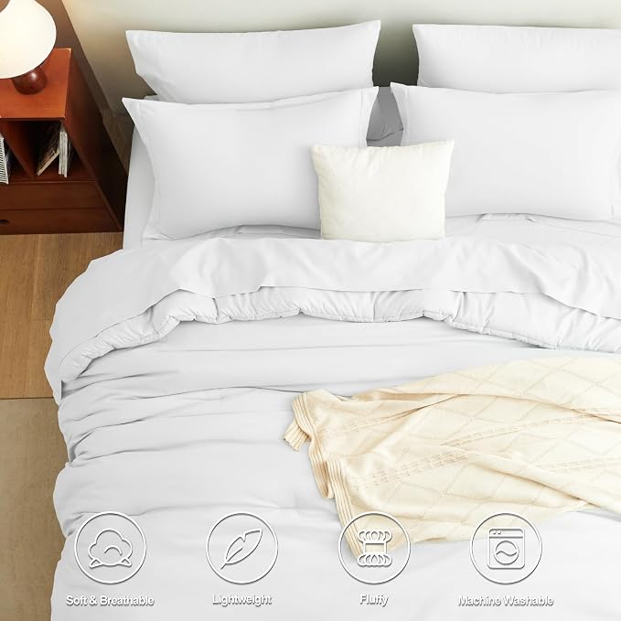 CozyLux Twin XL Comforter Set White, 5 Pieces Bed in a Bag Twin Extra Long - Image 2