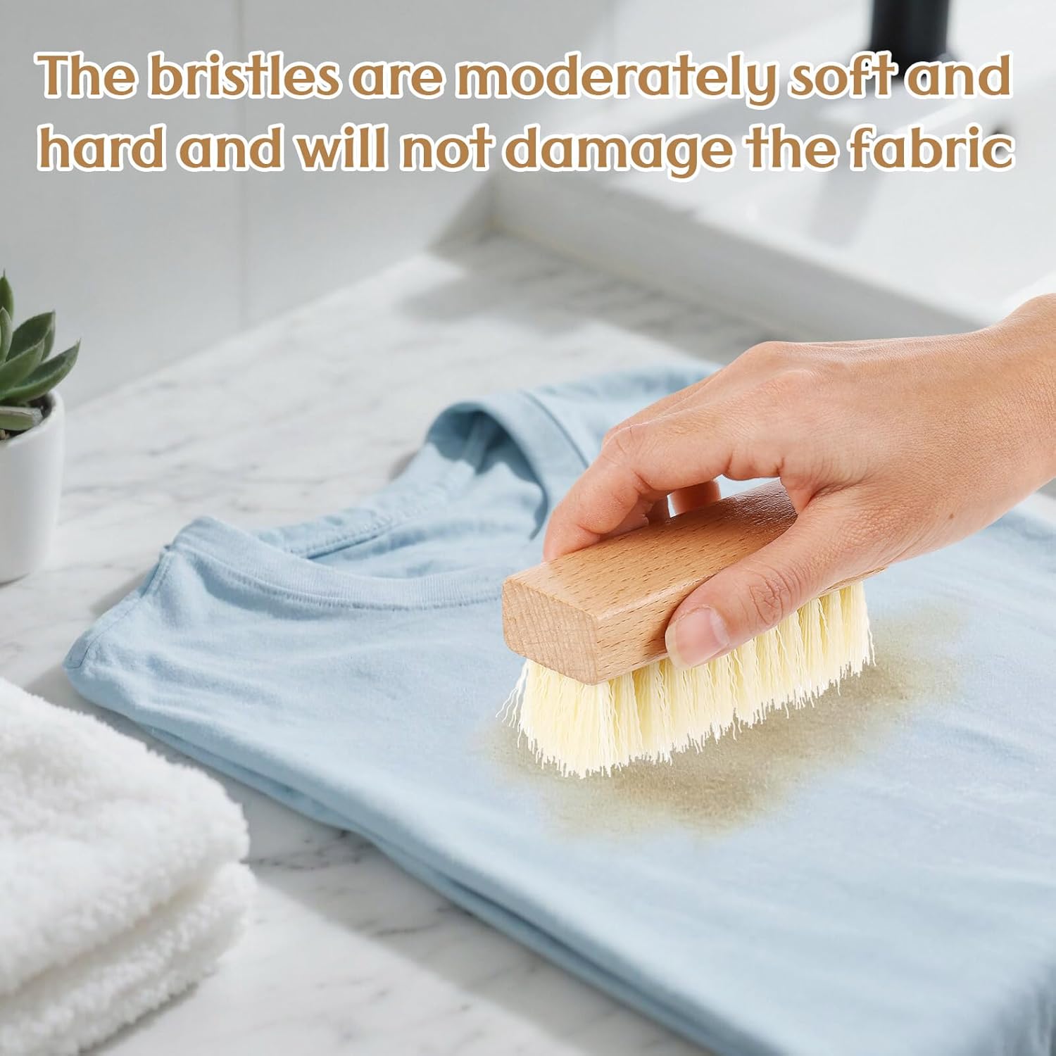 3 Pcs Wood Laundry Stain Brush Stain Remover Brushes with Boar Bristle Small Stain Brush for Clothes for Scrubbing Stains from Furniture Fabric Leather(3 Pcs D)