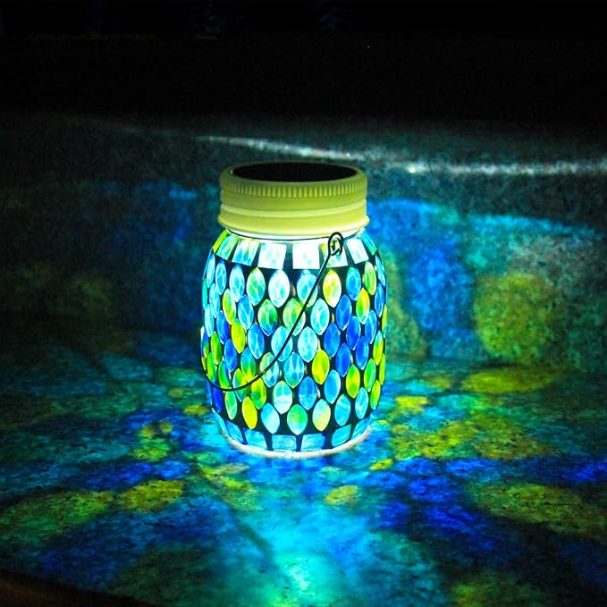 Mosaic Garden Decor Solar Outdoor Hanging Lights, Solar Mosaic Lanterns - Image 6