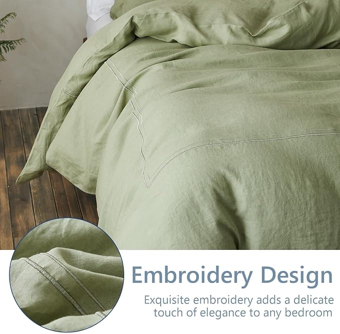 Simple&Opulence 100% Washed Linen Duvet Cover Set 88"x92" - Image 8