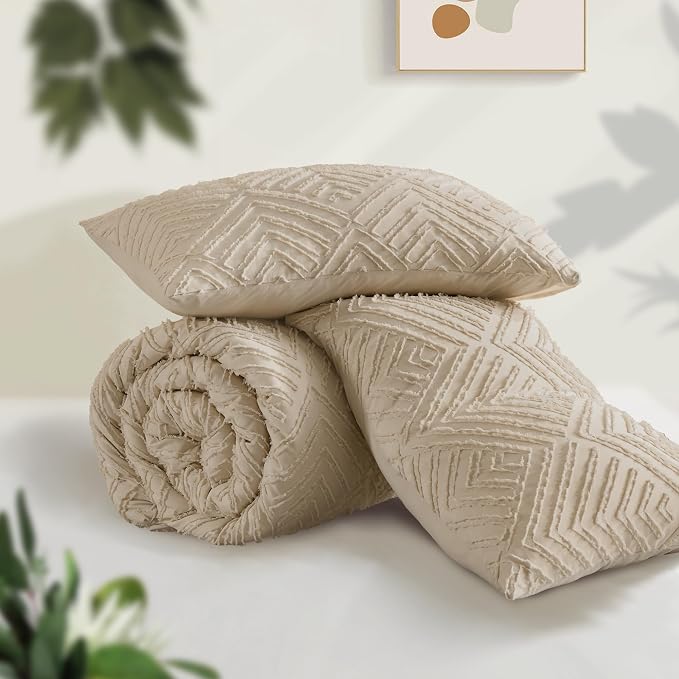 Andency Khaki Oversized King Comforter 120''x120'', 3 Pieces Khaki Super King - Image 3