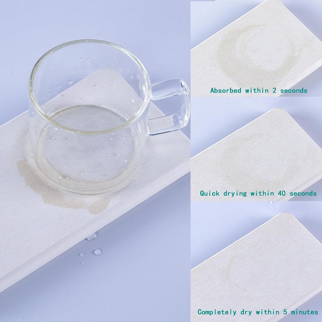 2 Pcs Water Absorbing Stone Trays, Kitchen/Bathroom Sink Soap Dish, Diatomite Tray Used for Hand Soap & Cosmetic Bottles in The Modern Home, 4" W x 8.3" L, White