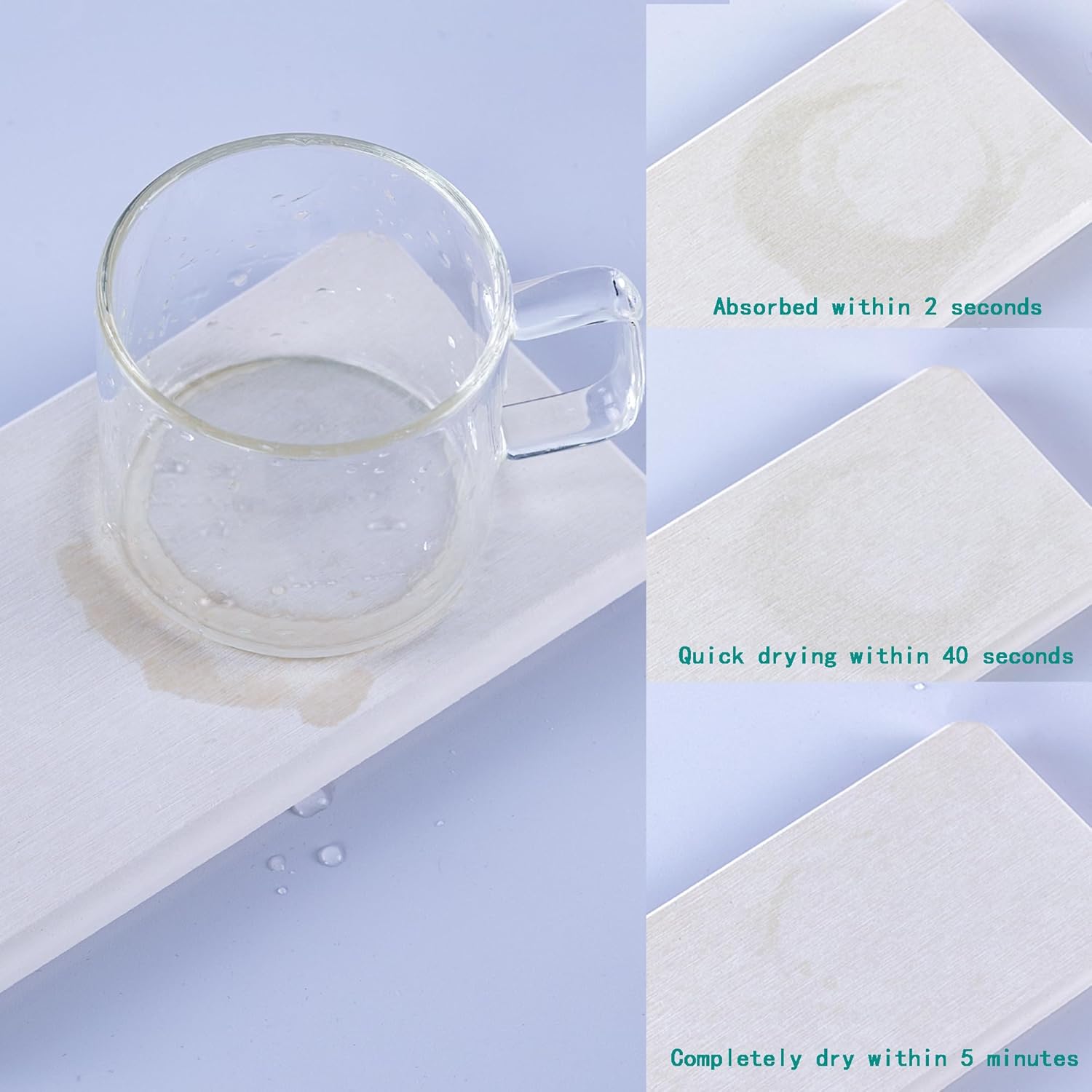 2 Pcs Water Absorbing Stone Trays, Kitchen/Bathroom Sink Soap Dish, Diatomite Tray Used for Hand Soap & Cosmetic Bottles in The Modern Home, 4" W x 8.3" L, White