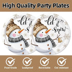 40Pcs Snowman Paper Plates Napkins Supplies Disposable Let It Snow Baby Shower - Image 3