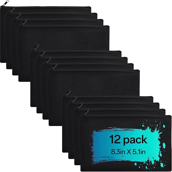 ZeeDix Canvas Zipper Pouch Bulk – 8.3 x 5 Inches Cotton Canvas Pouches by ZeeDix