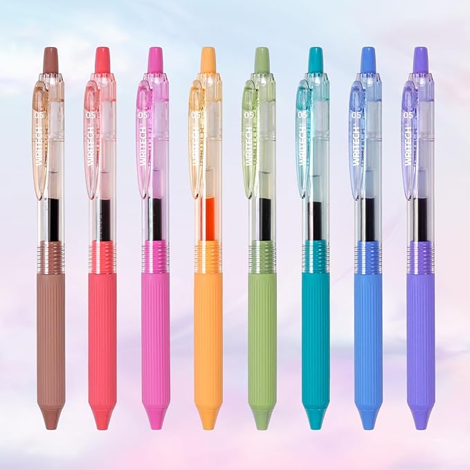 WRITECH Gel Pens Fine Point: 0.5mm Multicolor Ink Retractable 8ct Smooth by WRITECH