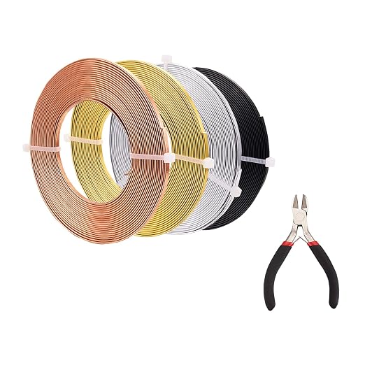 Fashewelry 65Ft 4 Colors Aluminum Flat Wire 3mm Wide Bendable Metal Craft Wire by FASHEWELRY