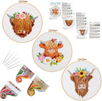Louise Maelys 3 Sets Highland Cow Embroidery Kits by LouiseMaelys