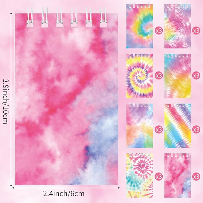 24 Pcs Mini Tie Dye Notepads Multicolor Mini Notebooks Party Favor Small Pocket - Image 2