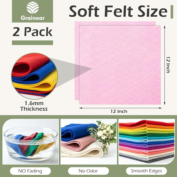 Baby Pink Soft Felt Sheets for Crafts, 1.6mm Thick, Handmade Crafts, DIY - Image 3