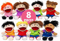 Podzly Hand Puppets for Kids 8 Pack – Plush Multicultural Puppets by Podzly