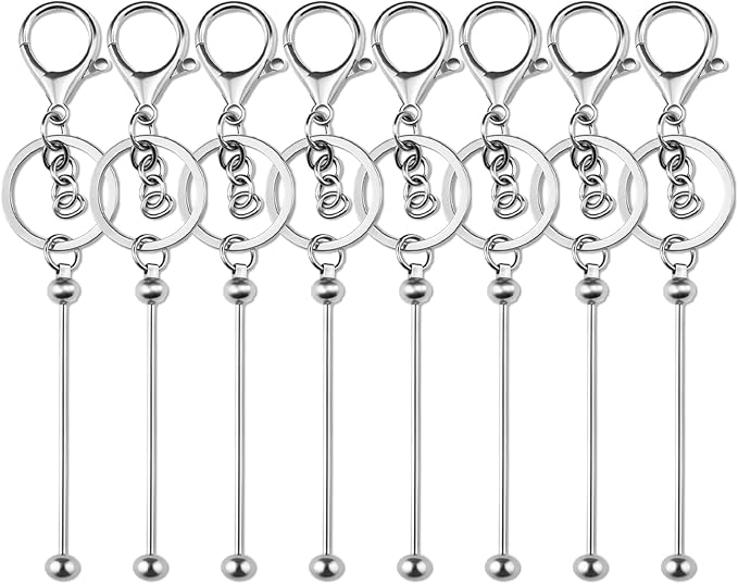 beadable keychains Bulk 8pcs Blank Keychain Making Kit Keychains Accessories by Unknown