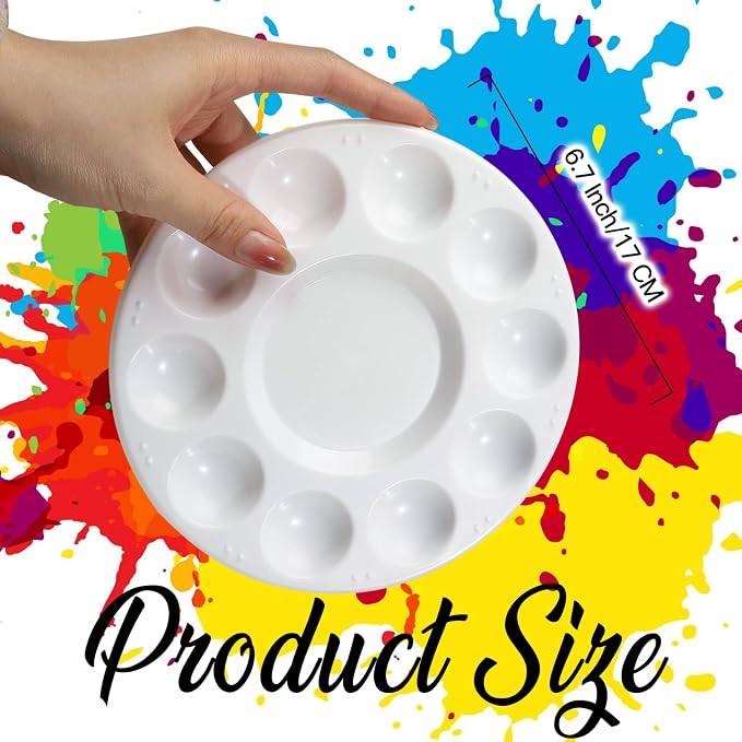 FANDAMEI 20 PCS Round Plastic Paint Tray Palettes, Paint Palette Tray, Painting - Image 2