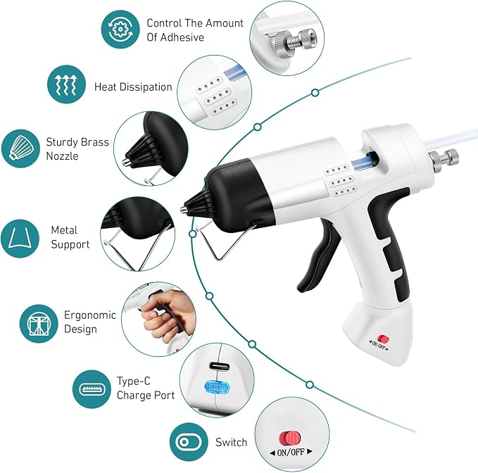 Cordless Hot Glue Gun, Fast Preheating - Image 4